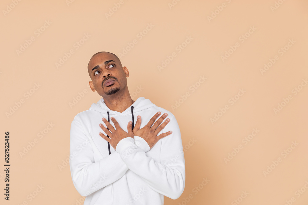 Fototapeta premium African guy with a white sweatshirt