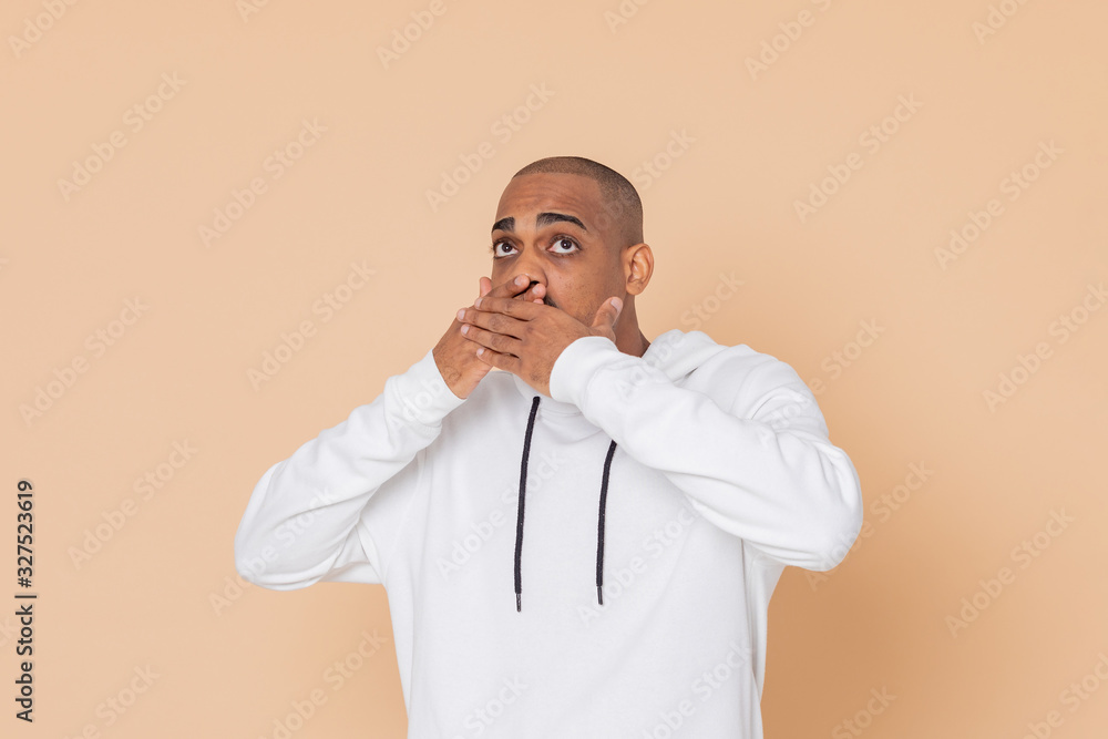 African guy with a white sweatshirt African guy with a white sweatshirt