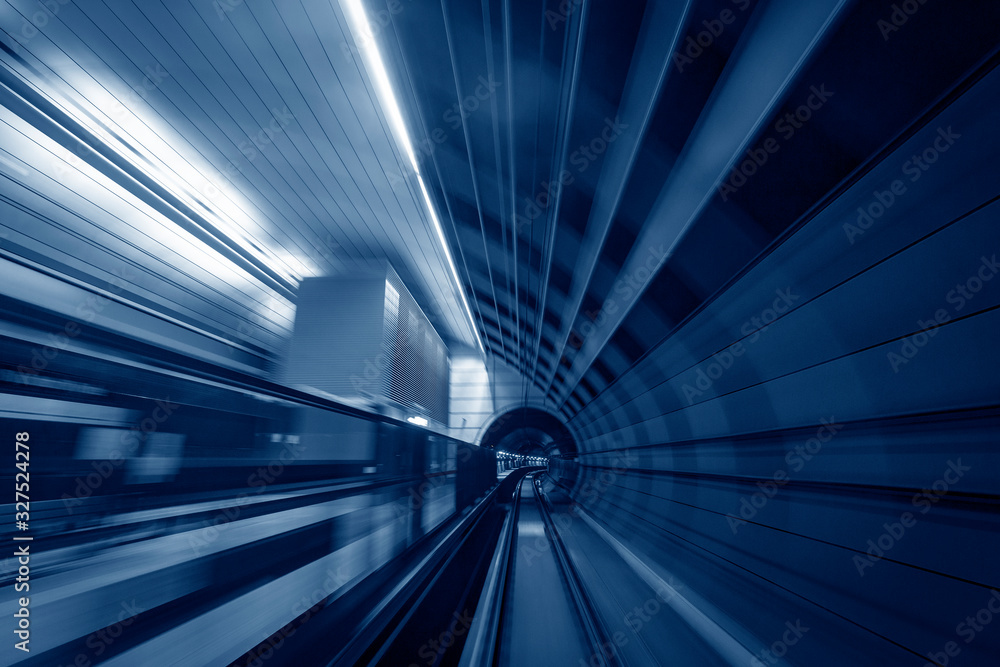 Obraz premium Blurred dynamic landscape of Sydney city, urban subway tunnel