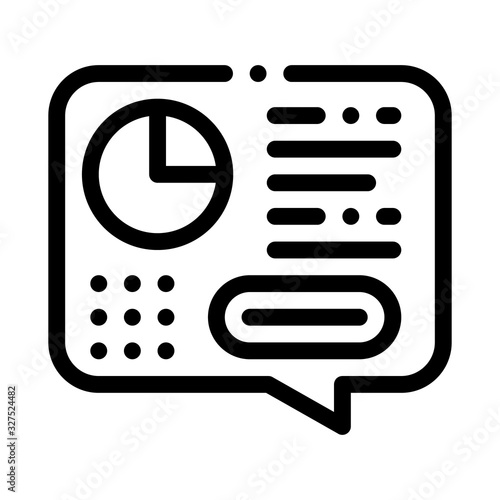 Statistician Report Spoken Icon Thin Line Vector. Statistician Analytics With Diagram And Text In Quote Frame Concept Linear Pictogram. Monochrome Outline Sign Isolated Contour Symbol Illustration