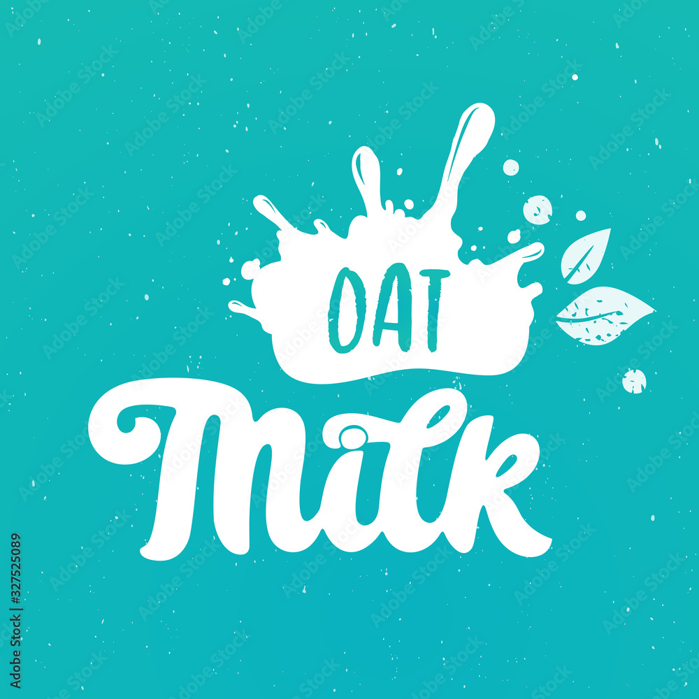 Oat Milk handwritten lettering. Soy Milk typography vector design for milk packaging. Design template. Vector illustration