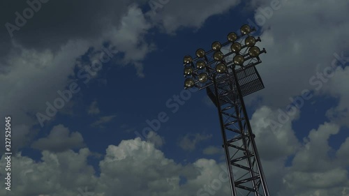 Lighting rack with spotlights for football stadiums and other areas. 3D rendering