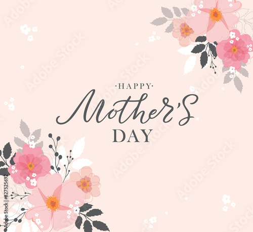 Happy Mother's Day handwritten lettering. Happy Mother's Day typography vector design for greeting cards and poster. Design template celebration. Vector illustration.