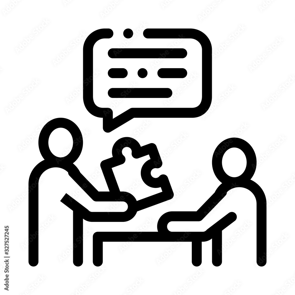 Human Giving Puzzle Piece Icon Thin Line Vector. Businessman Explains What Lacking In Work Of Employee Concept Linear Pictogram. Monochrome Outline Sign Isolated Contour Symbol Illustration Human Giving Puzzle Piece Icon Thin Line Vector. Businessman Explains What Lacking In Work Of Employee Concept Linear Pictogram. Monochrome Outline Sign Isolated Contour Symbol Illustration