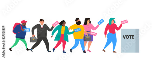 group of voting people with ballots election vote   concept vector illustration