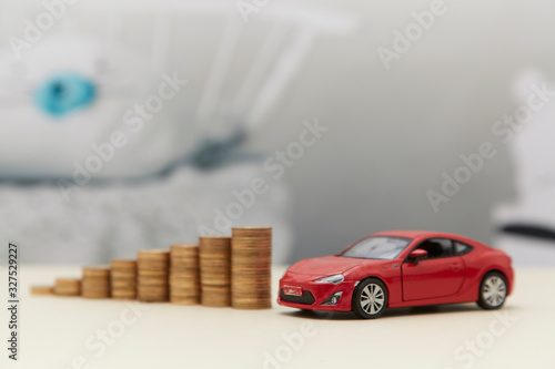 The money used to buy a car in the piggy bank