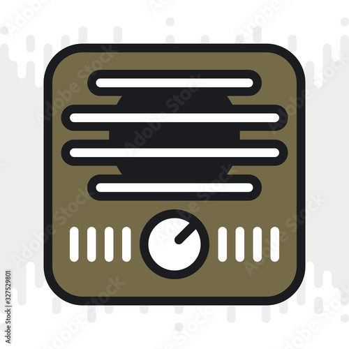 Radio app icon for smartphone, tablet, laptop or other smart device with mobile interface. Minimalistic color version on light gray background