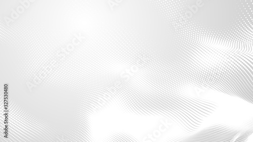 Dot white gray wave light technology texture background. Abstract big data digital concept. 3d rendering.