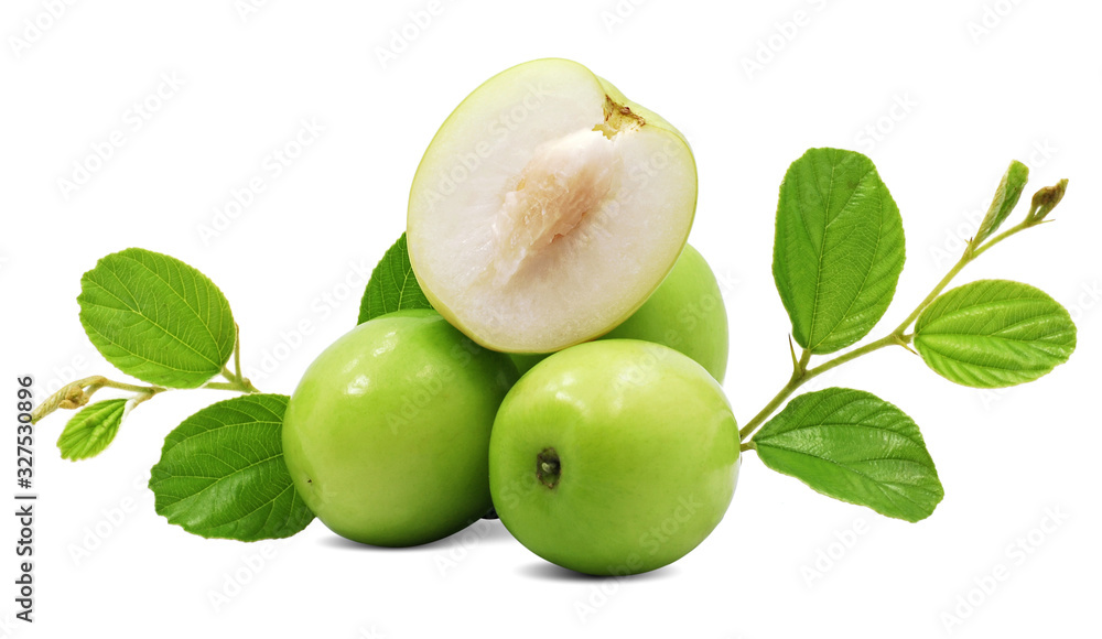 Green jujube fruit isolated on white background Green jujube fruit isolated on white background