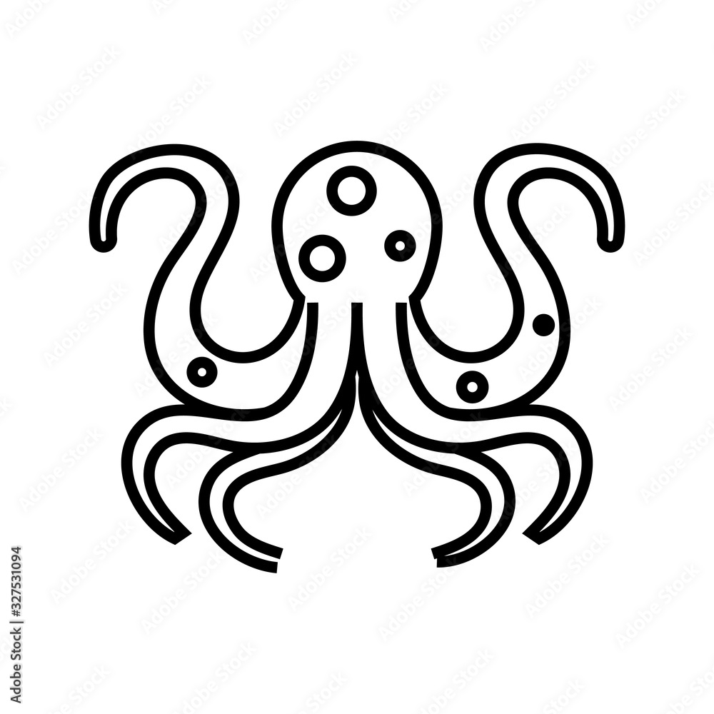Octupus line icon, concept sign, outline vector illustration, linear symbol. Octupus line icon, concept sign, outline vector illustration, linear symbol.
