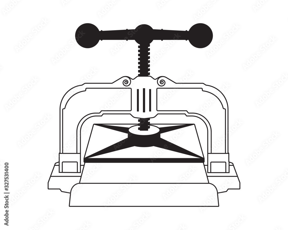 Antique bookbinding press vector logo illustration isolated on white ...