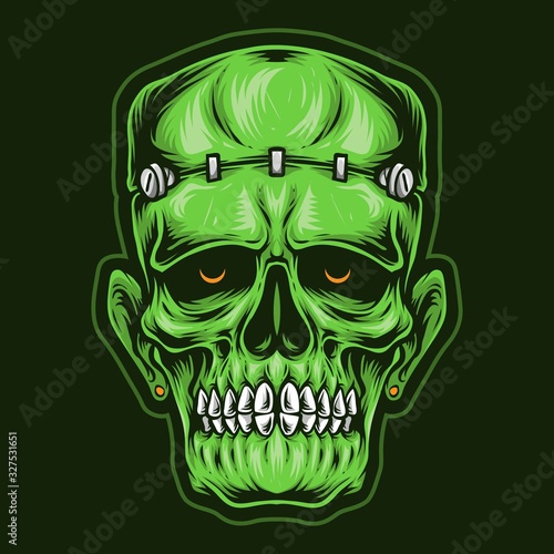skull frankenstein head vector logo