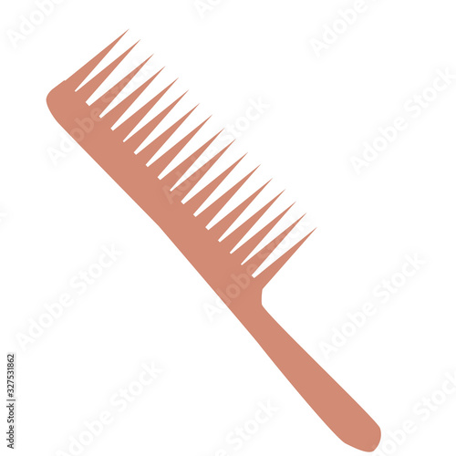 Wooden comb isolated flat illustration icon vector