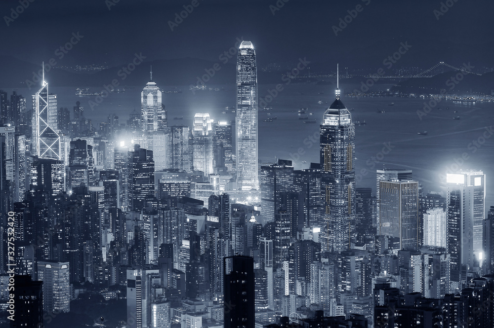 Skyline of Hong KOng city at night