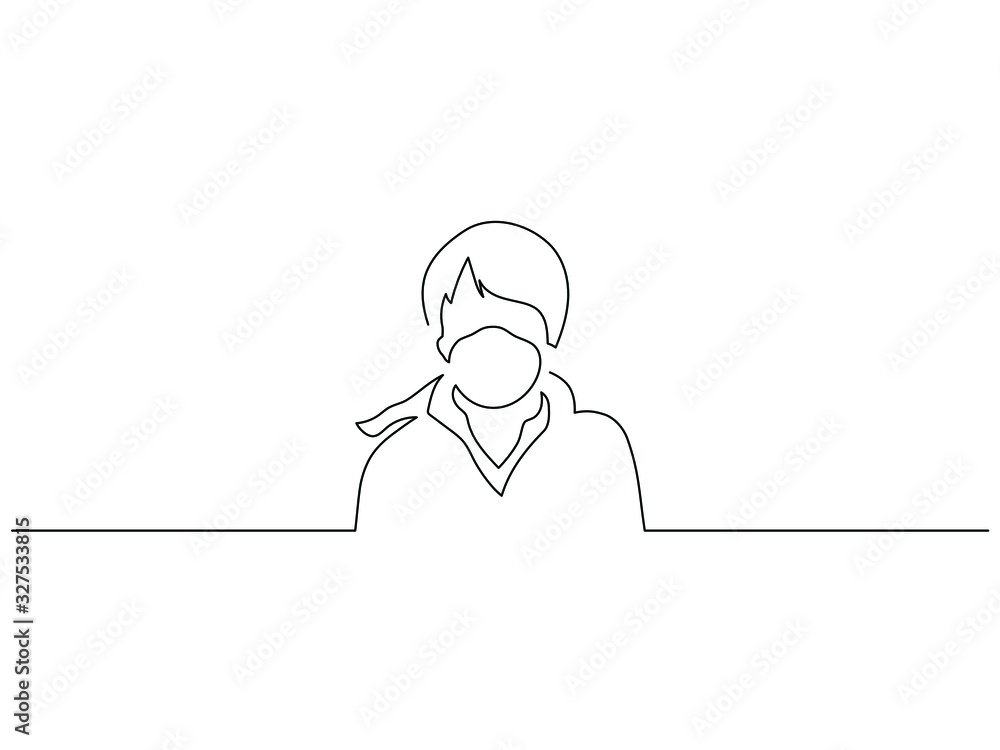 Person wearing a mask isolated line drawing, vector illustration design. Pollution collection. Person wearing a mask isolated line drawing, vector illustration design. Pollution collection.