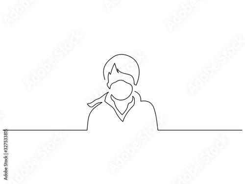 Person wearing a mask isolated line drawing, vector illustration design. Pollution collection.