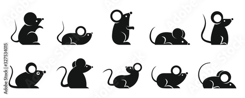 Rat icons set. Simple set of rat vector icons for web design on white background