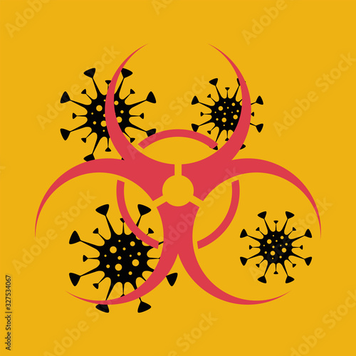 Biological hazard stop coronavirus, 2019-nCoV. Coronavirus danger and public health risk disease and flu outbreak or coronaviruses influenza as dangerous. Sign quarantine, coronavirus outbreak.