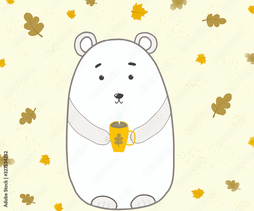 autumn bear drinks coffee to make it warm and delicious autumn bear drinks coffee to make it warm and delicious