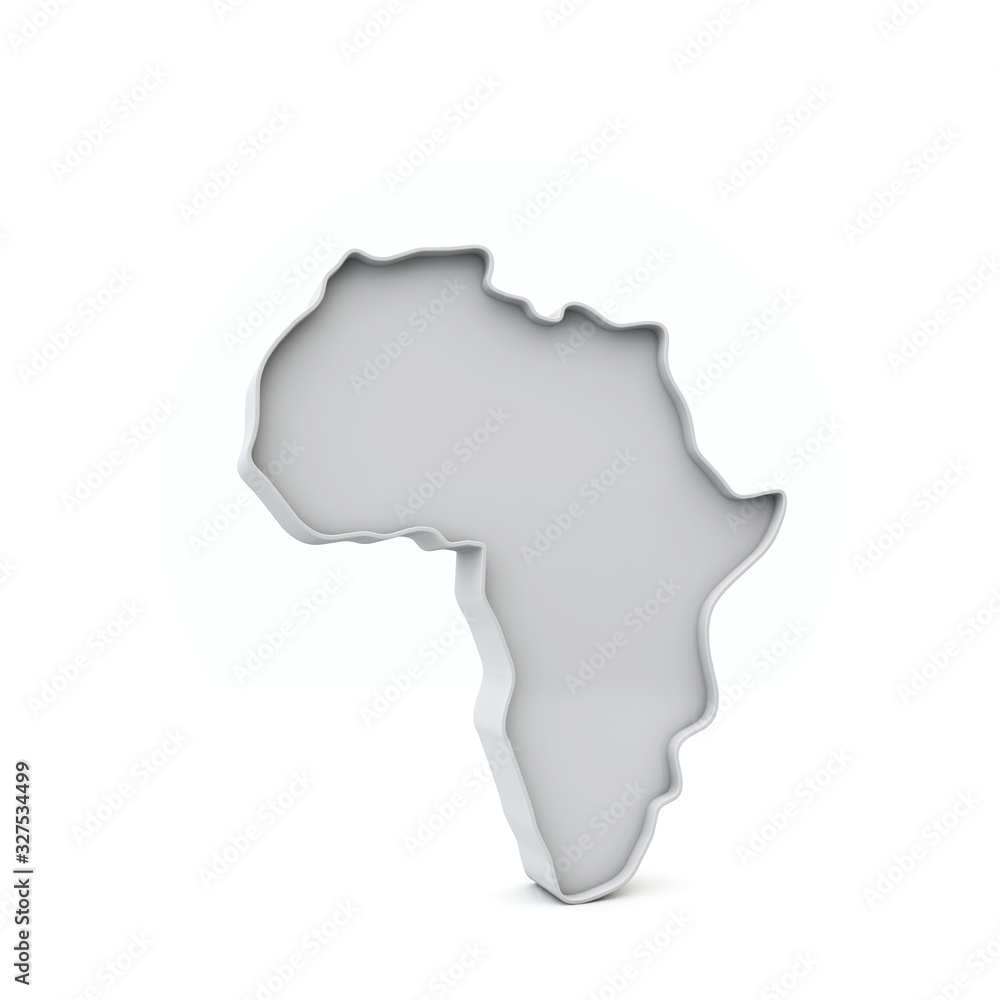 Africa simple 3D map in white grey. 3D Rendering Africa simple 3D map in white grey. 3D Rendering