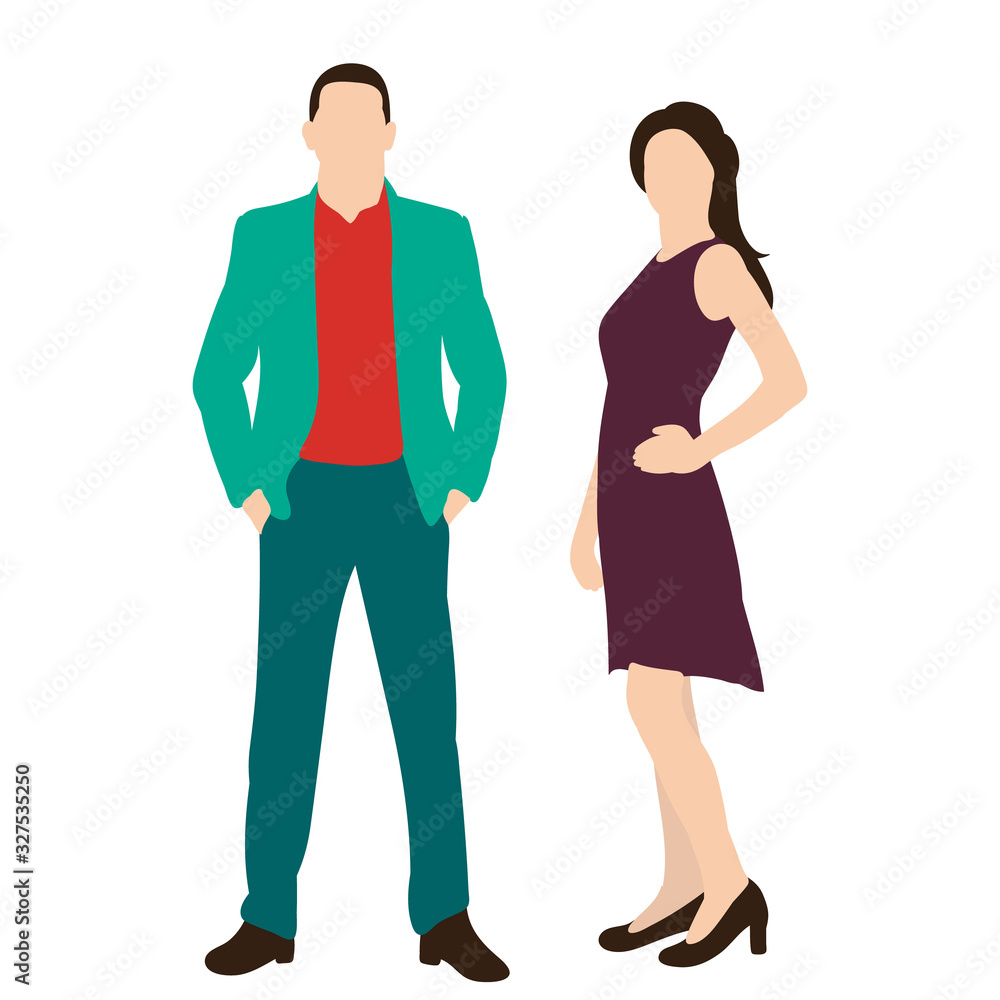  flat style guy and girl