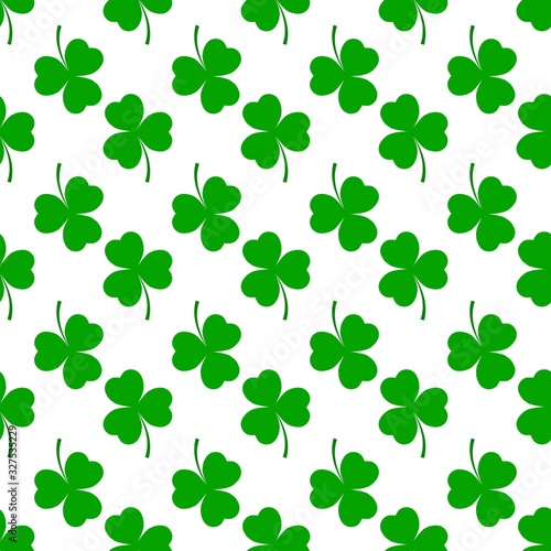 Clover leaf seamless pattern. Symbol fortune, success, traditional ireland festival, holiday St. Patrick. Modern texture. Color template for prints, wrapping, wallpaper, etc. Vector illustration.