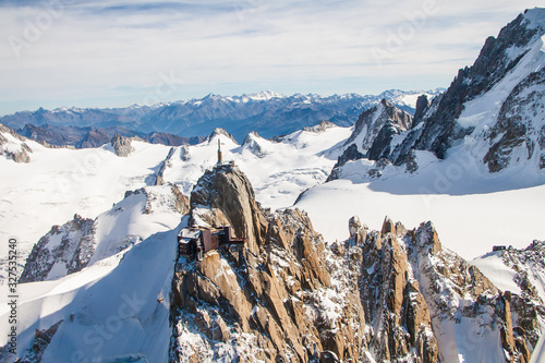 Altitude View of the aiguille du Midi and the Snowy Alps Moutains Chain © Angelina Cecchetto