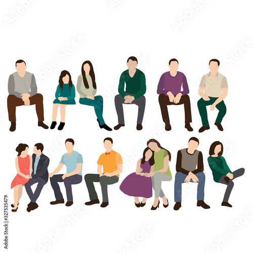 vector, isolated, in a flat style, people are sitting