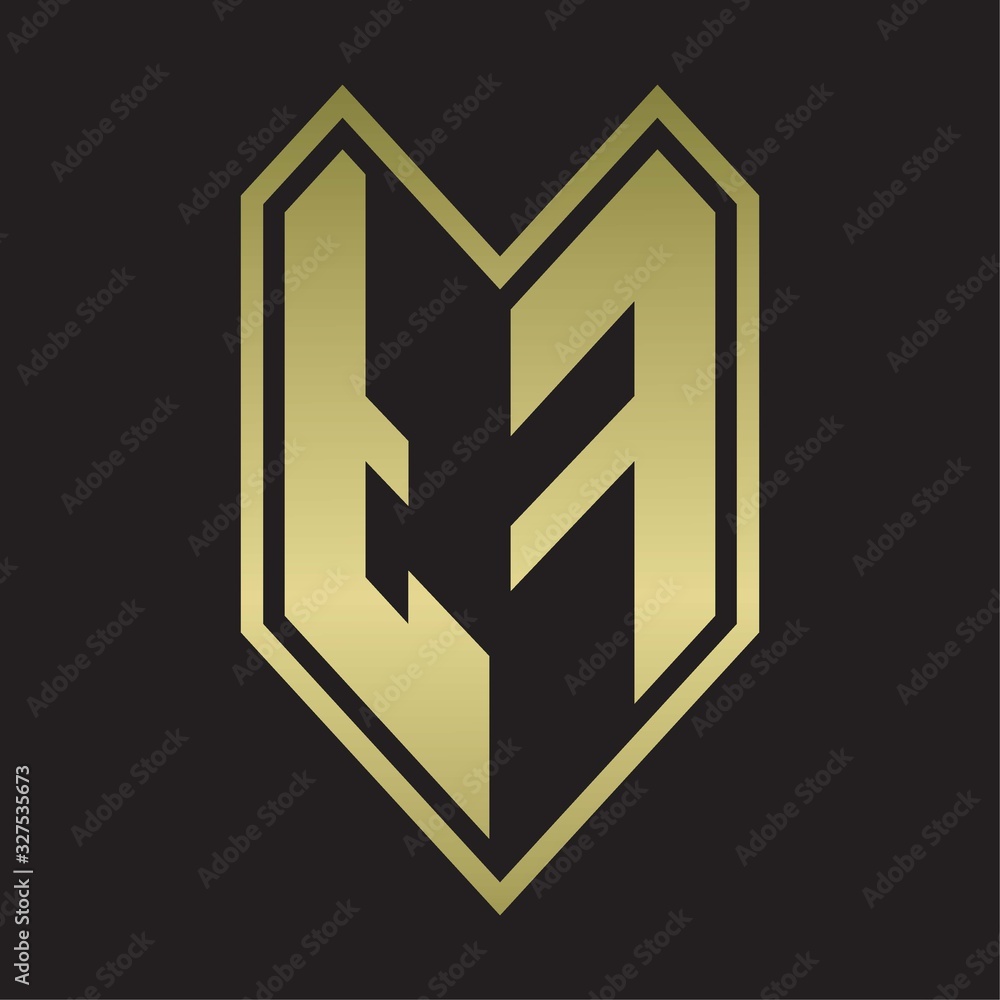 TF Logo monogram with emblem line style isolated on gold colors TF Logo monogram with emblem line style isolated on gold colors