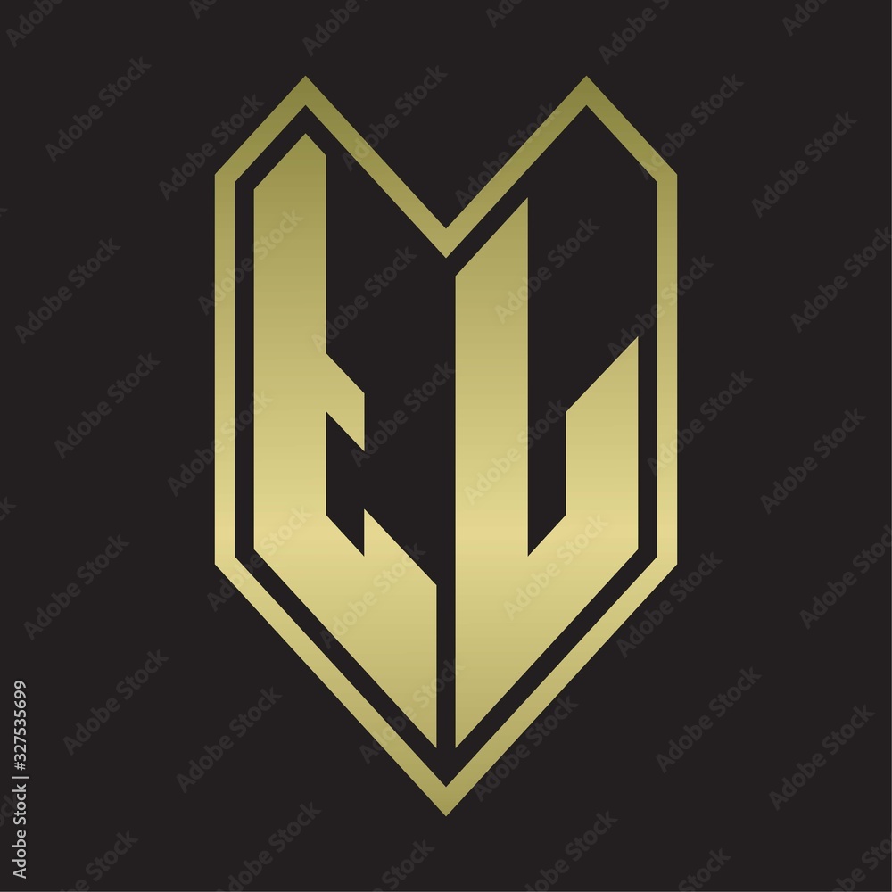 TL Logo monogram with emblem line style isolated on gold colors TL Logo monogram with emblem line style isolated on gold colors