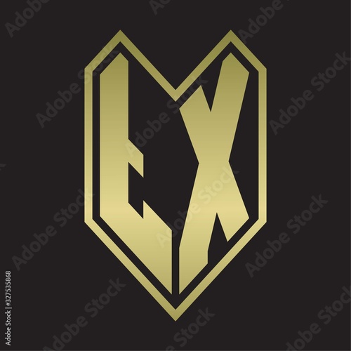 Free Download TX Logo monogram with emblem line style isolated on gold colors - GFXLoad