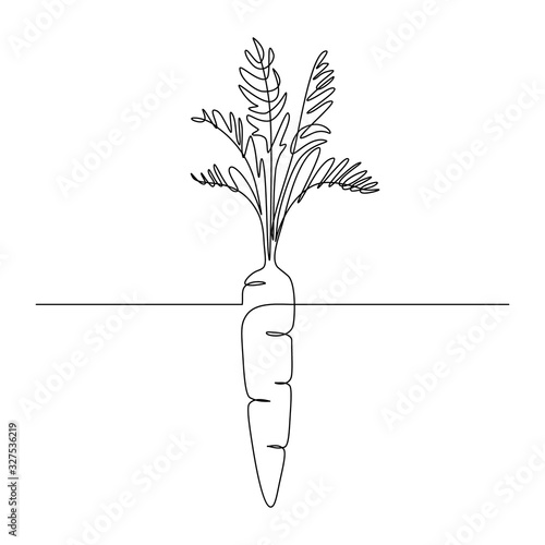 Photo Carrot vegetable in continuous line art drawing style