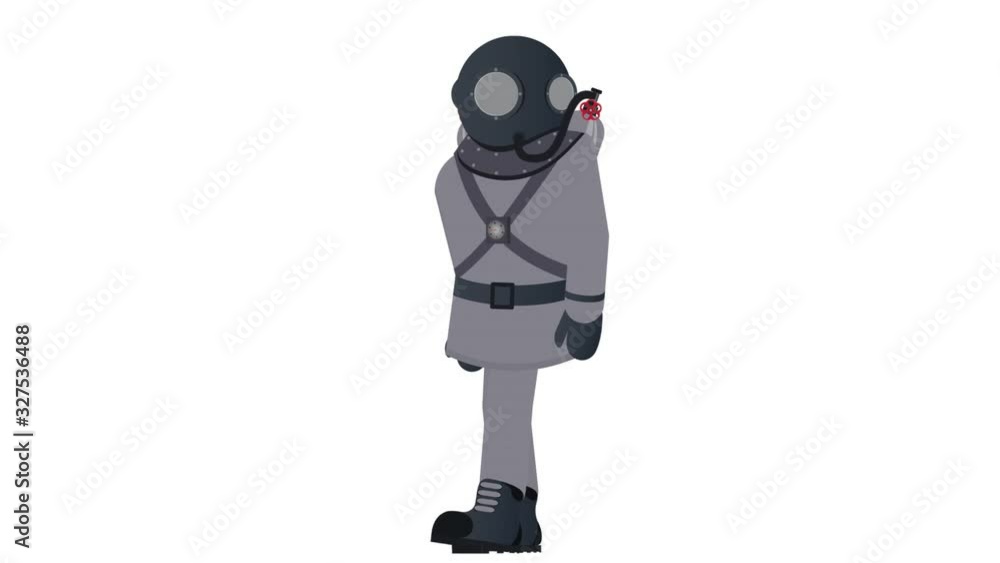 The diver in the suit. Scuba diver , animation with alpha channel enabled. Cartoon The diver in the suit. Scuba diver , animation with alpha channel enabled. Cartoon