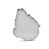 Uruguay simple 3D map in white grey. 3D Rendering
