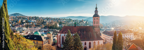 Panoramic view of Baden-Baden on a sunny morning. Baden-Wurttemberg, Germany