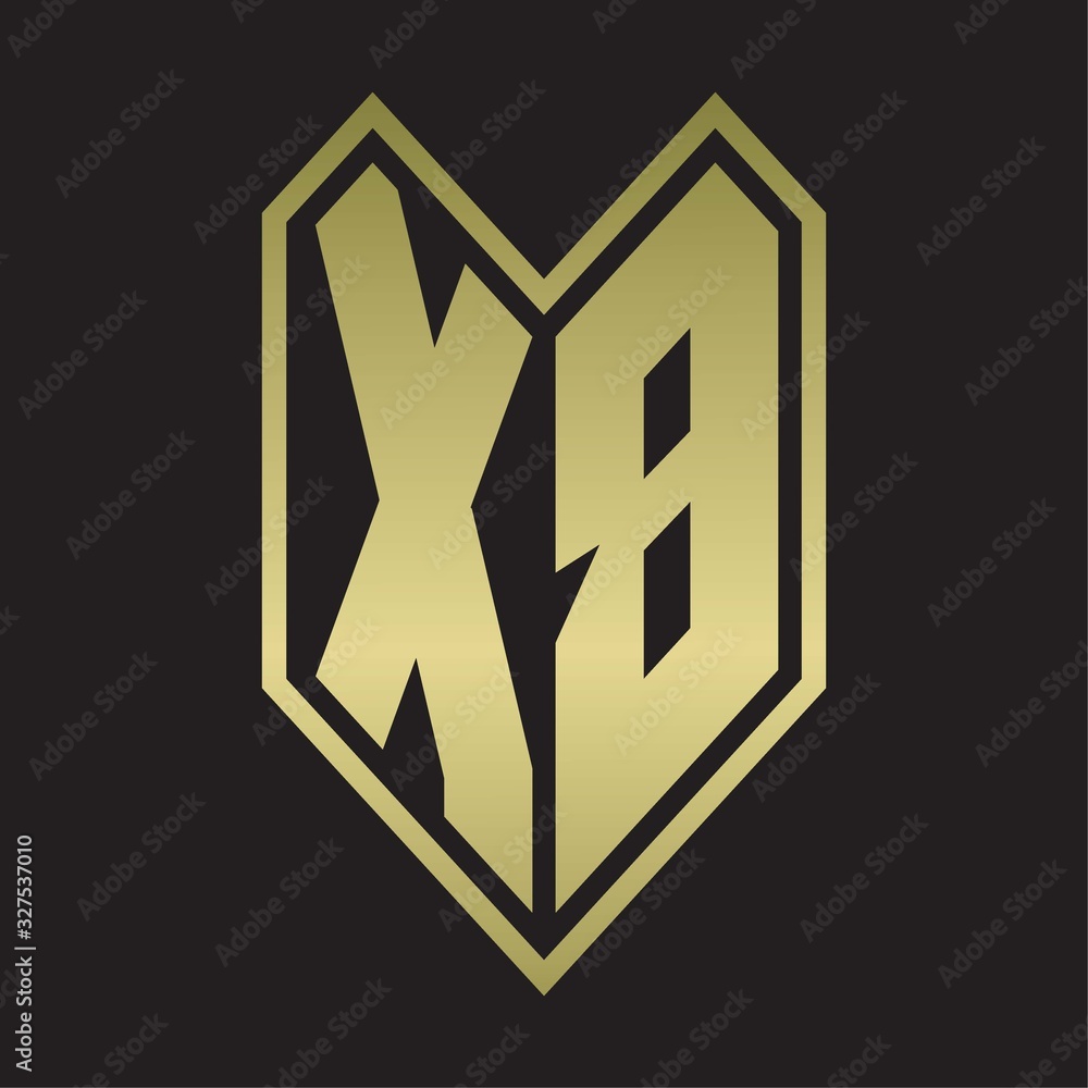 XB Logo monogram with emblem line style isolated on gold colors XB Logo monogram with emblem line style isolated on gold colors