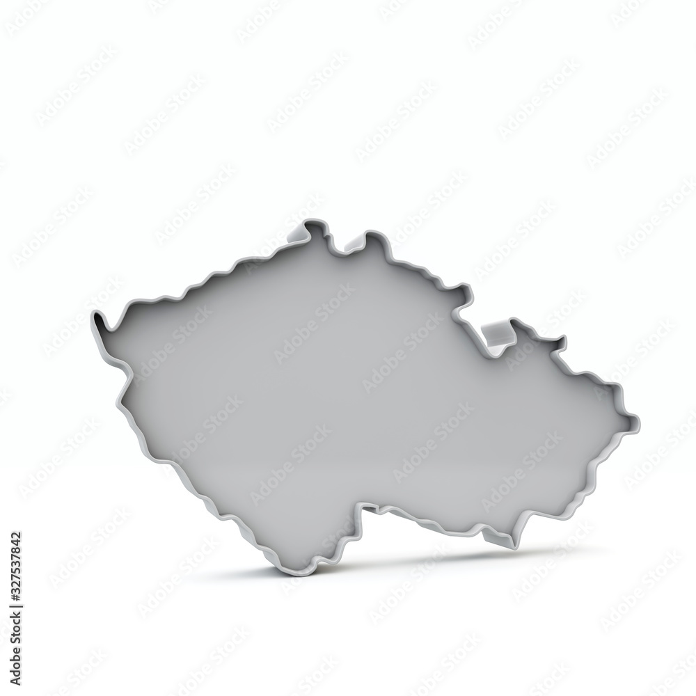 Czech Republic simple 3D map in white grey. 3D Rendering Czech Republic simple 3D map in white grey. 3D Rendering