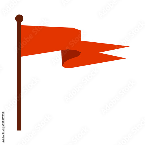 Red Medieval Flag, Royal Heraldic Symbol, Monarchy or Chivalry Attribute Vector Illustration