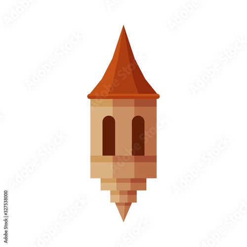 Part of Castle Tower, Medieval Ancient Fortress Element Vector Illustration