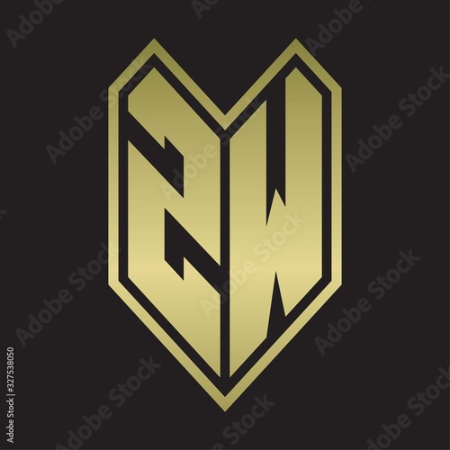 Free Download ZW Logo monogram with emblem line style isolated on gold colors - GFXLoad