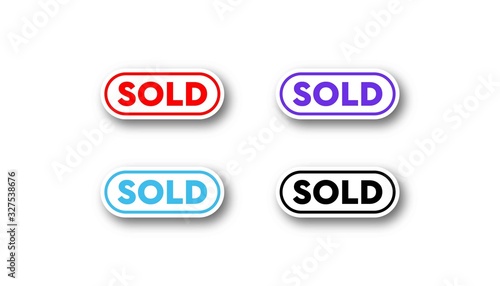 Sold out sign vector template.