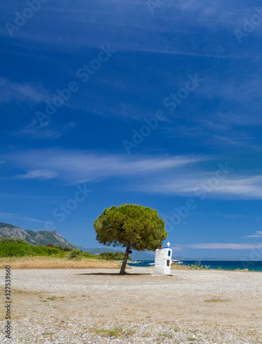 Holidays in the Greek spa resort of Loutra Edipsou on the island of Evia (Euboea), Greece on a sunny day in the Aegean Sea photo