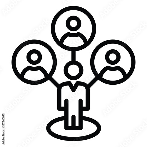Interrelationship concept, hrm symbol on white background, relationship between two or more individuals vector icon design
