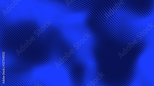 Dot blue wave light screen gradient texture background. Abstract  technology big data digital background. 3d rendering.