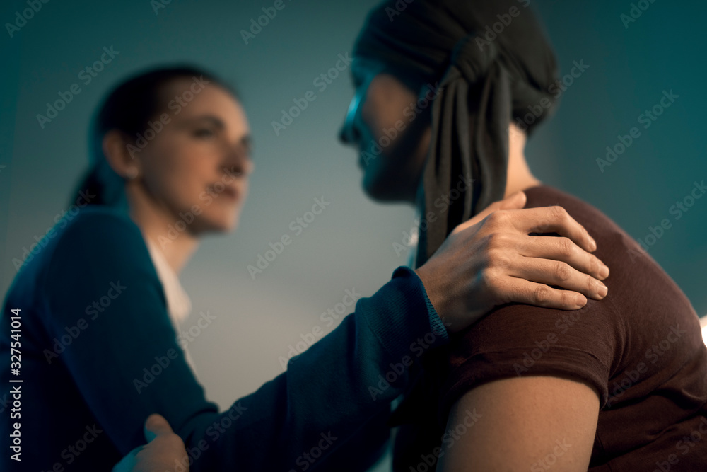 Fototapeta premium Woman supporting her friend with cancer