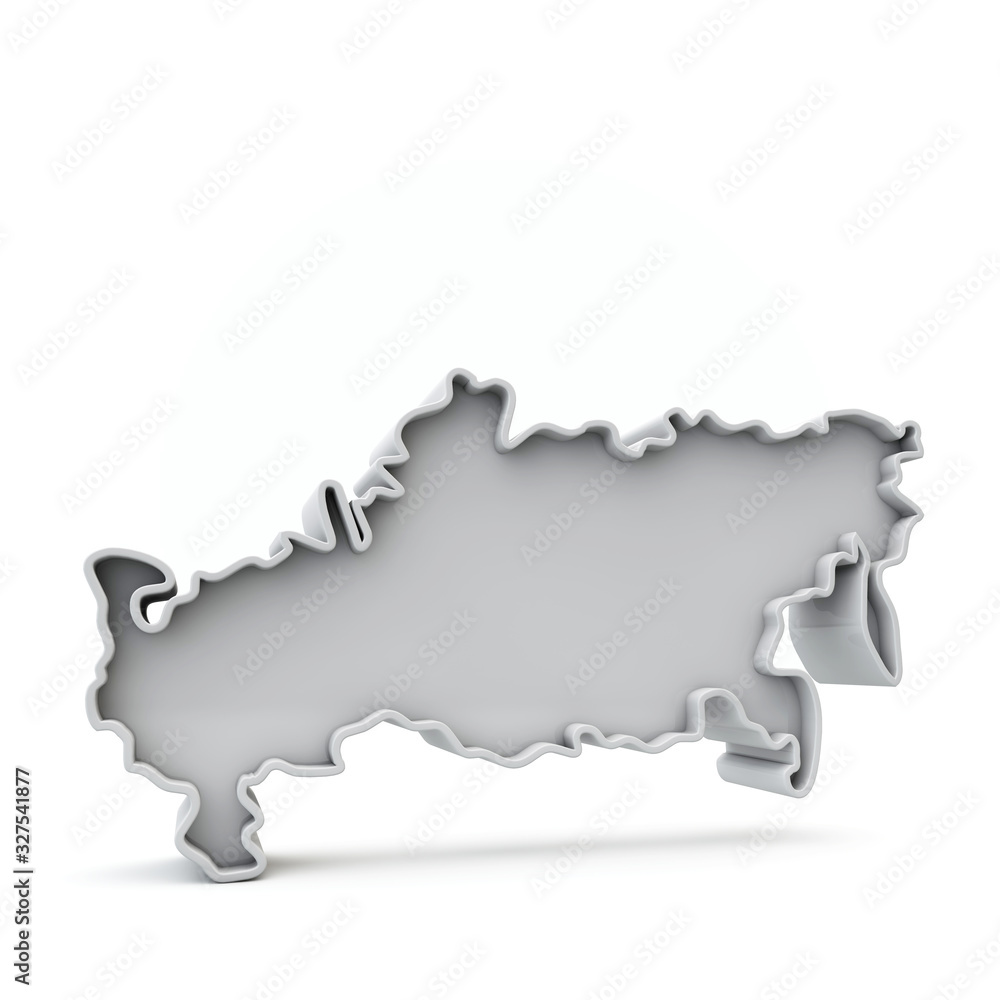Fototapeta premium Russia simple 3D map in white grey. 3D Rendering
