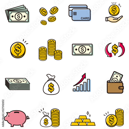 money Coin finance icons vector