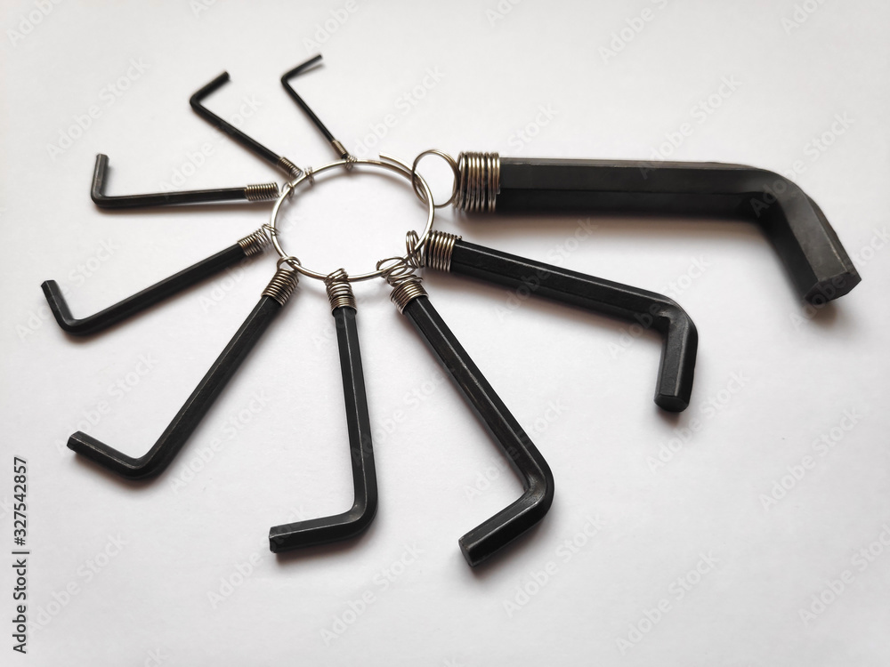 A set of hex keys. On white background. A set of hex keys. On white background.