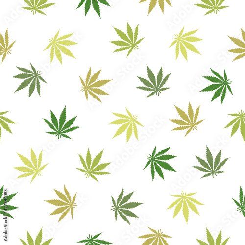 Seamless pattern of cannabis on white background © Crazy nook