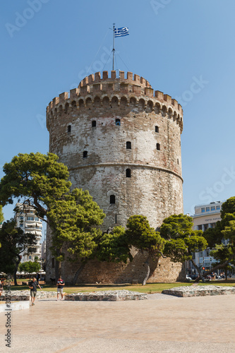 THESSALONIKI, GREECE - SEPTEMBER 10, 2018: The White Tower and greenery around